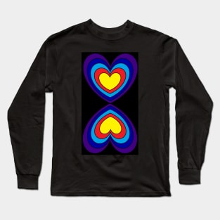 Mirror Image Rainbow Hearts on Black Long Sleeve T-Shirt